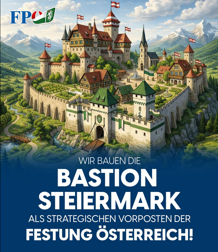 Die Steiermark als „Bastion“ im Stil eines Kinderbuchs der 30er Jahre